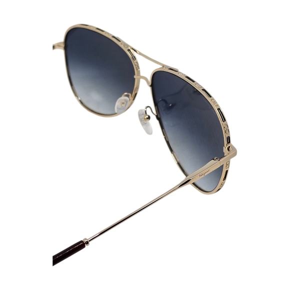 Salvatore Ferragamo Gold Frame Blue Lens Sunglasses main image 3